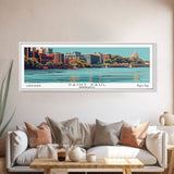 Saint Paul Minnesota Panoramic Wall Art, Mid Century Modern Framed Canvas Print, Retro Pop Art Cityscape, Travel Poster, Living Room Decor