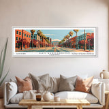 San Bernardino California Panoramic Painting, Mid Century Modern Framed Canvas Print, Retro Pop Art Travel Poster, Cityscape, Home Decor, Office Wall Art