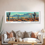 Scottsdale Arizona Panoramic Painting, Mid Century Modern Framed Canvas Print, Retro Pop Art Travel Poster, Cityscape, Home Decor, Office Wall Art