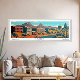 Tempe Arizona Panoramic Painting, Mid Century Modern Framed Canvas Print, Retro Pop Art Travel Poster, Cityscape, Home Decor, Office Wall Art