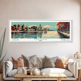 Toledo Ohio Panoramic Wall Art, Mid Century Modern Framed Canvas Print, Retro Pop Art Cityscape, Travel Poster, Living Room Decor