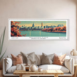 Washington DC Panoramic Wall Art, Mid Century Modern Framed Canvas Print, Retro Pop Art Travel Poster, Cityscape Decor, Office Wall Art