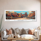 Winston-Salem North Carolina Panoramic Wall Art, Mid Century Modern Framed Canvas Print, Retro Pop Art Travel Poster, Cityscape Decor, Office Wall Art