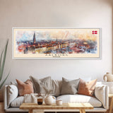 Aalborg Denmark Travel Print Wall Art, Panoramic City Art, Travel Art, Wall Decor, Vacation Gift, Framed Canvas Print Or Metal Art