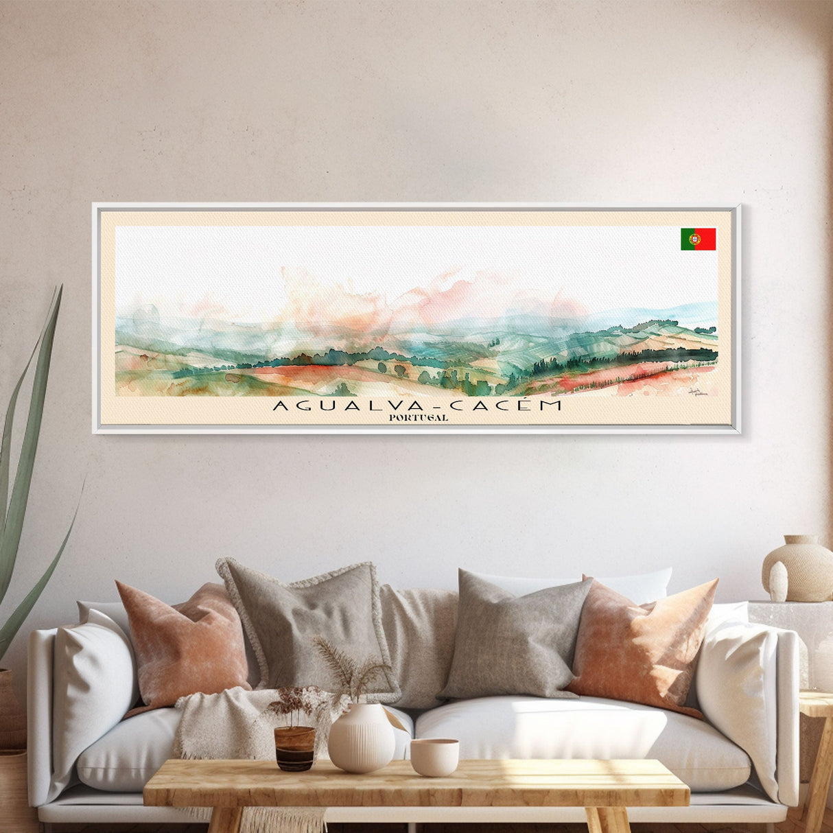 Agualva Portugal Wall Art, Panoramic Travel Poster, Panoramic Framed Canvas Print, City Wall Art, Wall Hanging Home Decor, Travel Art