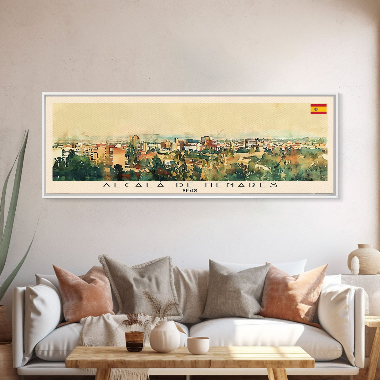 Alcalį Spain Travel Art, City Art, Framed Canvas Print or Metal Wall Art, Europe Travel Poster, Panoramic Wall Art, Extra Wide Wall Art