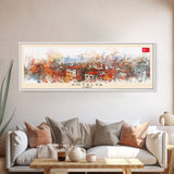 Antalya Turkey Panoramic Travel Poster, Framed Canvas Print or Metal Wall Art, Travel Art, Home Decor, Panoramic Painting, Midcentury Art