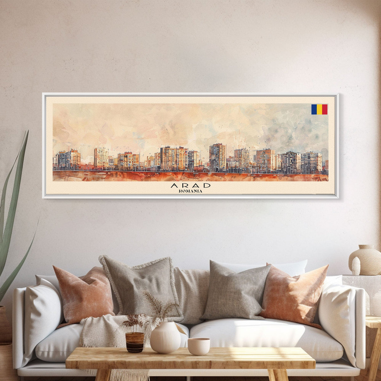 Arad Romania Travel Art, City Art, Framed Canvas Print or Metal Wall Art, Europe Travel Poster, Panoramic Wall Art, Extra Wide Wall Art