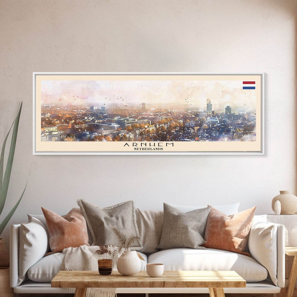 Arnhem Netherlands Wall Art, Panoramic Travel Poster, Panoramic Framed Canvas Print, City Wall Art, Wall Hanging Home Decor, Travel Art