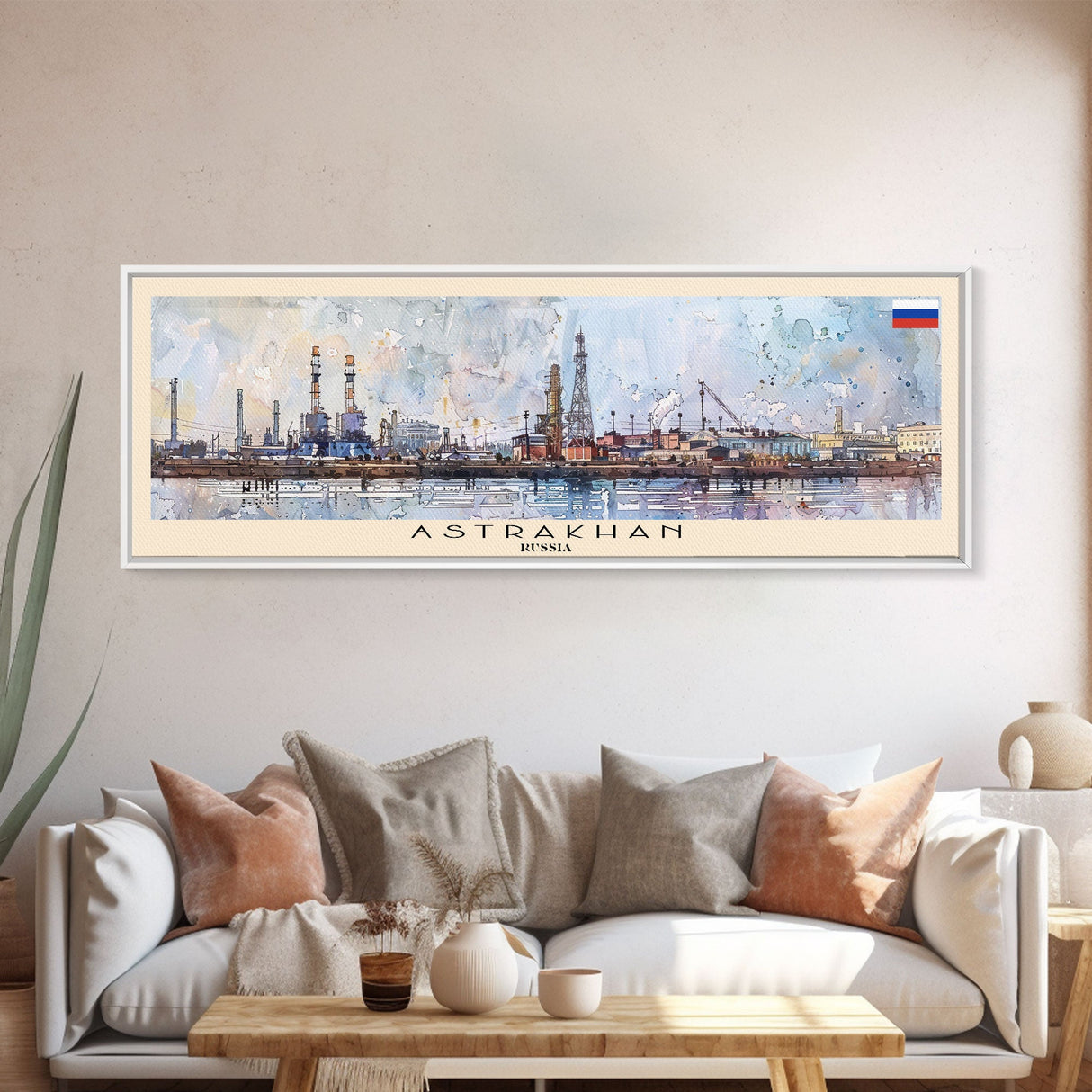 Astrakhan Russia Travel Print Wall Art, Panoramic City Art, Travel Art, Wall Decor, Vacation Gift, Framed Canvas Print Or Metal Art