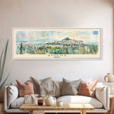 Athens Greece Travel Art, City Art, Framed Canvas Print or Metal Wall Art, Europe Travel Poster, Panoramic Wall Art, Extra Wide Wall Art