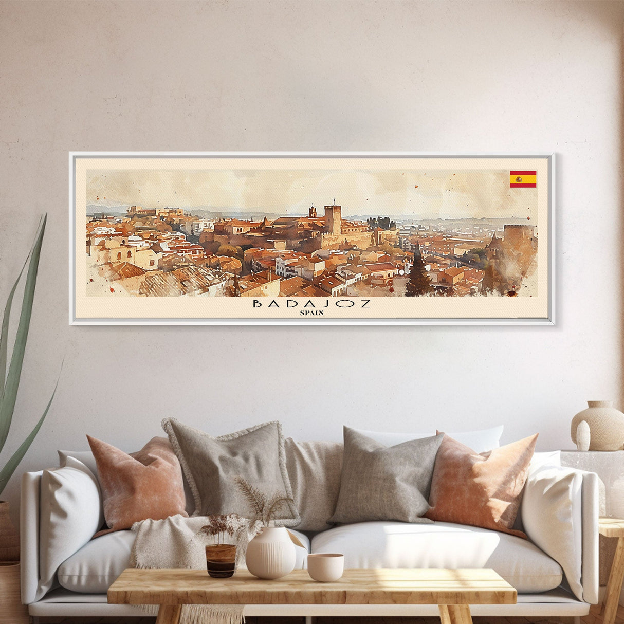 Badajoz Spain Wall Art, Panoramic Travel Poster, Panoramic Framed Canvas Print, City Wall Art, Wall Hanging Home Decor, Travel Art