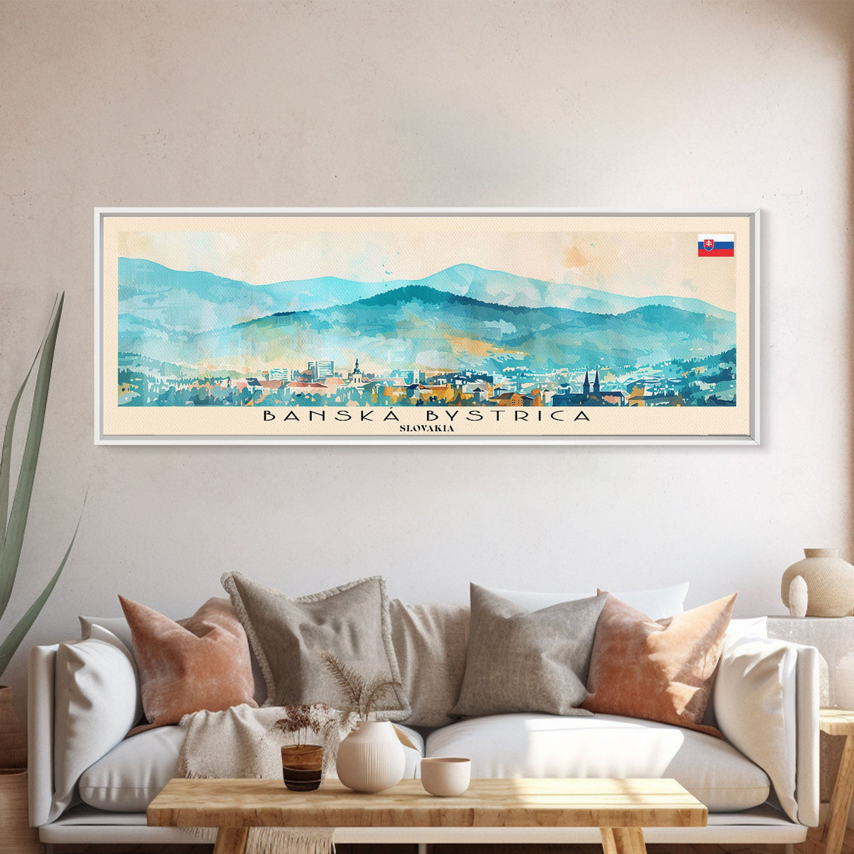 Banska Bystrica Slovakia Wall Art, Panoramic Travel Poster, Panoramic Framed Canvas Print, City Wall Art, Wall Hanging Home Decor, Travel Art