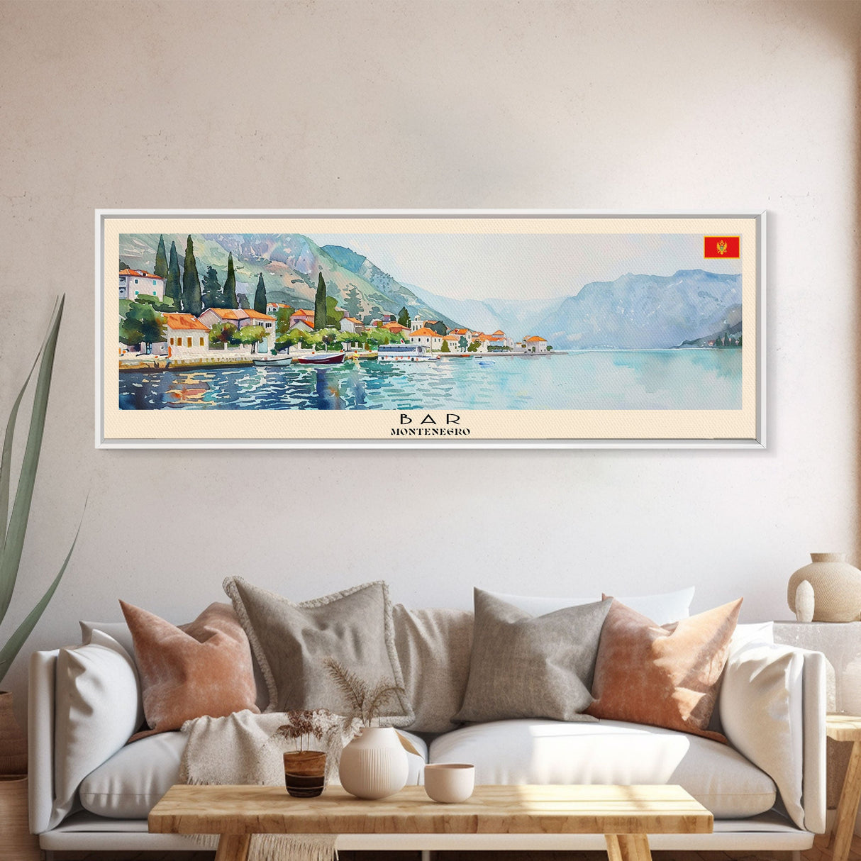 Bar Montenegro Travel Print Wall Art, Panoramic City Art, Travel Art, Wall Decor, Vacation Gift, Framed Canvas Print Or Metal Art