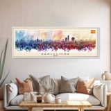 Barcelona Spain Travel Art, City Art, Framed Canvas Print or Metal Wall Art, Europe Travel Poster, Panoramic Wall Art, Extra Wide Wall Art