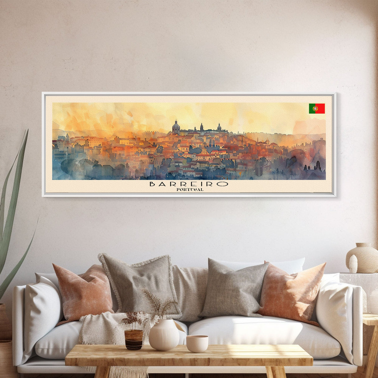 Barreiro Portugal Travel Print Wall Art, Panoramic City Art, Travel Art, Wall Decor, Vacation Gift, Framed Canvas Print Or Metal Art