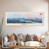 Basel Switzerland Travel Art, City Art, Framed Canvas Print or Metal Wall Art, Europe Travel Poster, Panoramic Wall Art, Extra Wide Wall Art