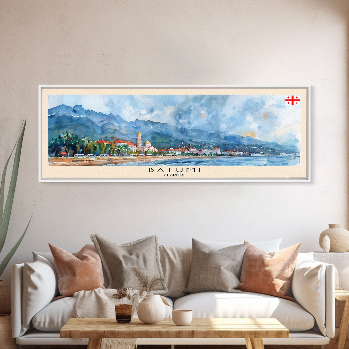 Batumi Georgia Wall Art, Panoramic Travel Poster, Panoramic Framed Canvas Print, City Wall Art, Wall Hanging Home Decor, Travel Art