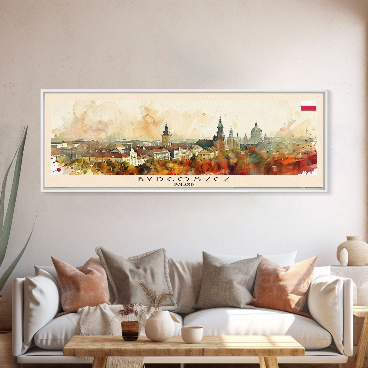 Bydgoszcz Poland Travel Art, City Art, Framed Canvas Print or Metal Wall Art, Europe Travel Poster, Panoramic Wall Art, Extra Wide Wall Art