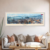 Celje Slovenia Panoramic Travel Poster, Framed Canvas Print or Metal Wall Art, Travel Art, Home Decor, Panoramic Painting, Midcentury Art