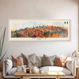 Perugia Italy Panoramic Travel Poster, Framed Canvas Print or Metal Wall Art, Travel Art, Home Decor, Panoramic Painting, Midcentury Art