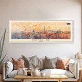 Podolsk Russia Panoramic Travel Poster, Framed Canvas Print or Metal Wall Art, Travel Art, Home Decor, Panoramic Painting, Midcentury Art