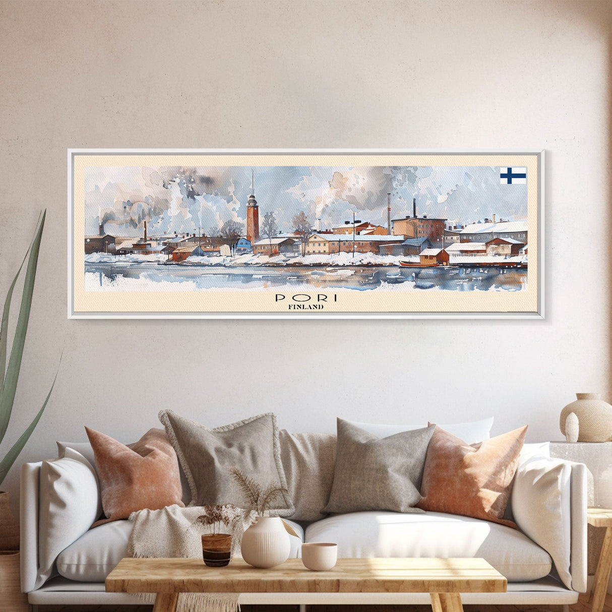 Pori Finland Travel Art, City Art, Framed Canvas Print or Metal Wall Art, Europe Travel Poster, Panoramic Wall Art, Extra Wide Wall Art