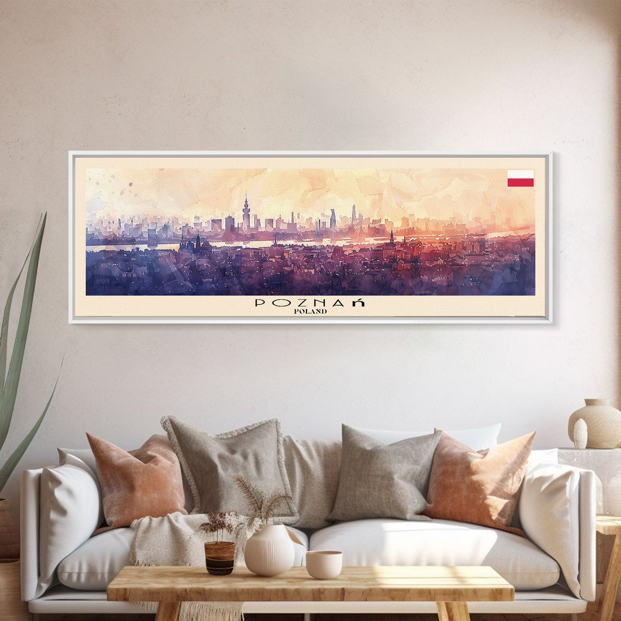 Pozna Poland Travel Art, City Art, Framed Canvas Print or Metal Wall Art, Europe Travel Poster, Panoramic Wall Art, Extra Wide Wall Art