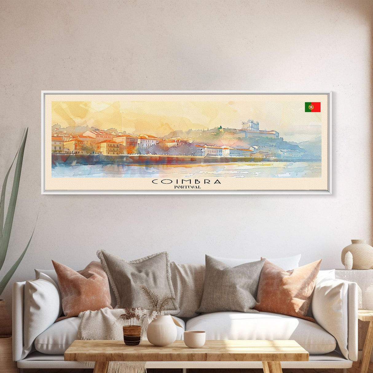 Coimbra Portugal Travel Art, City Art, Framed Canvas Print or Metal Wall Art, Europe Travel Poster, Panoramic Wall Art, Extra Wide Wall Art