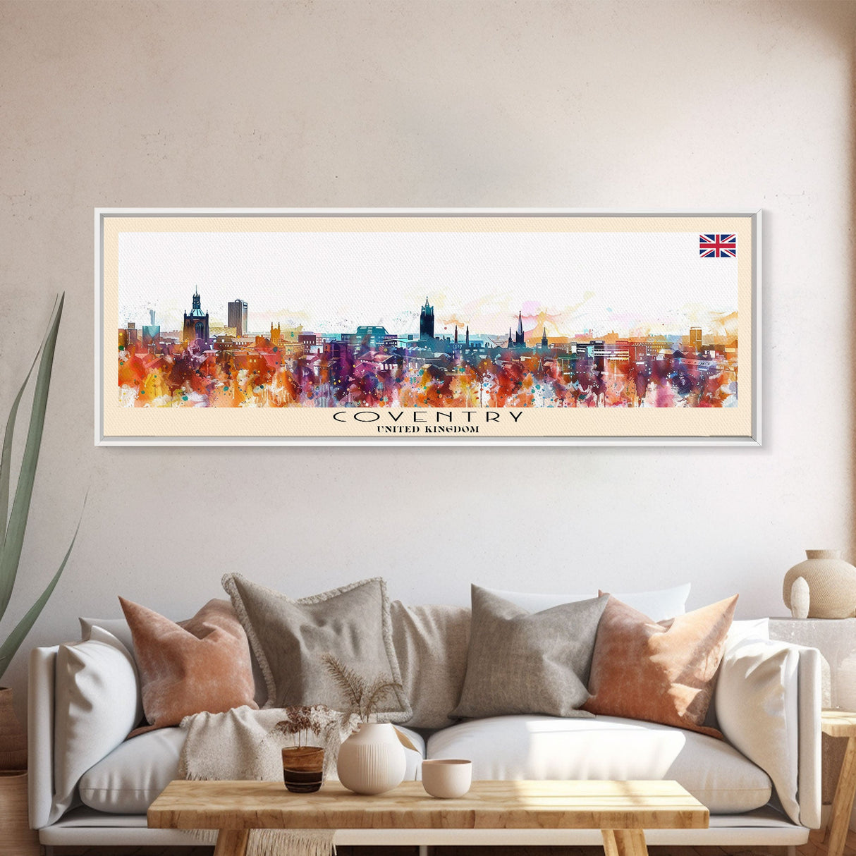 Coventry United Kingdom Wall Art, Panoramic Travel Poster, Panoramic Framed Canvas Print, City Wall Art, Wall Hanging Home Decor, Travel Art