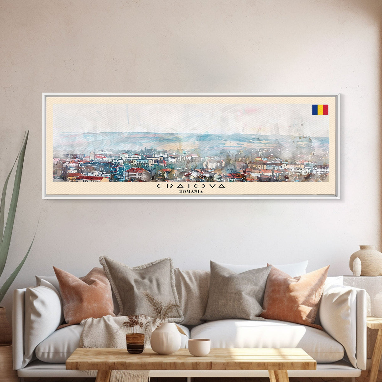 Craiova Romania Travel Print Wall Art, Panoramic City Art, Travel Art, Wall Decor, Vacation Gift, Framed Canvas Print Or Metal Art