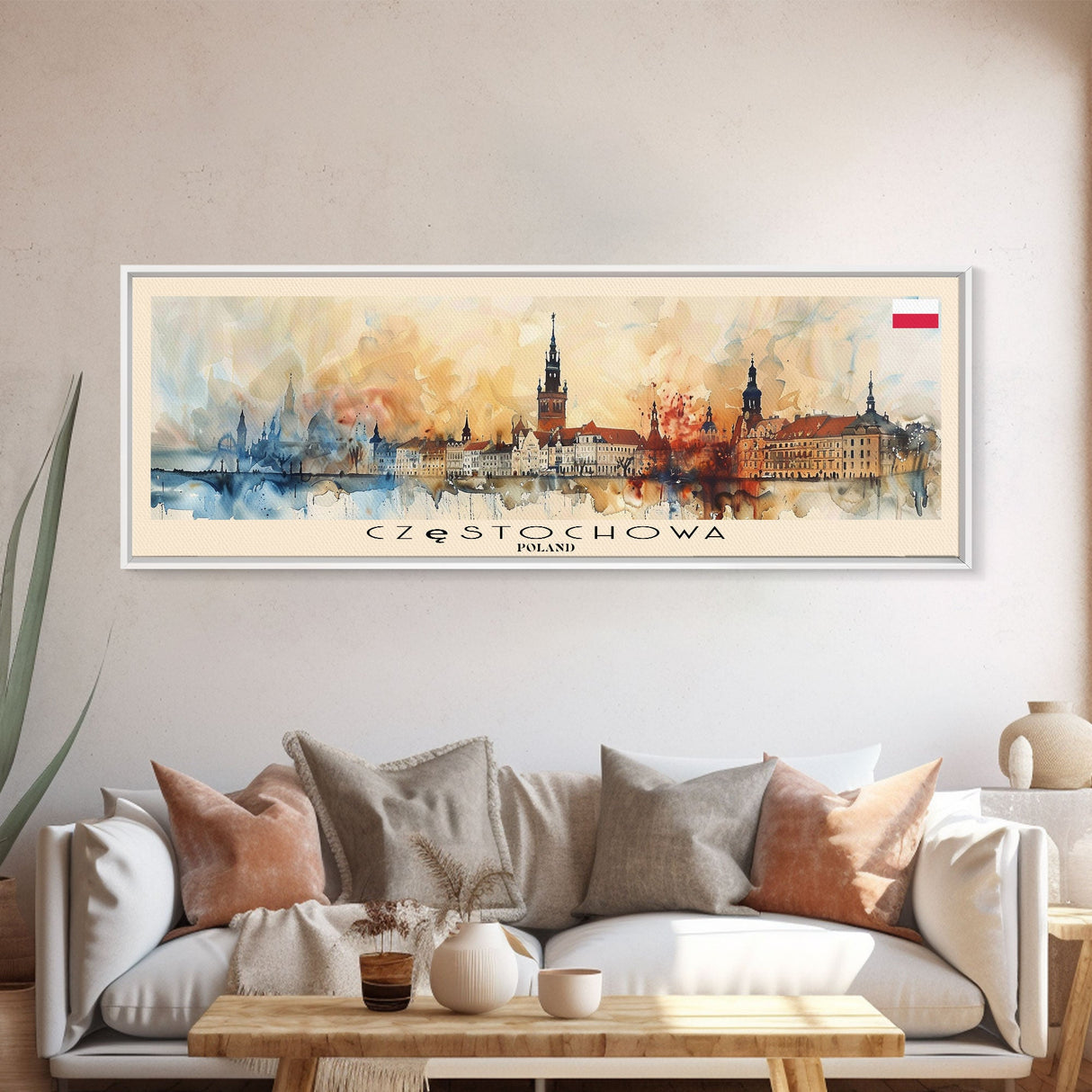 Czestochowa Poland Travel Art, City Art, Framed Canvas Print or Metal Wall Art, Europe Travel Poster, Panoramic Wall Art, Extra Wide Wall Art