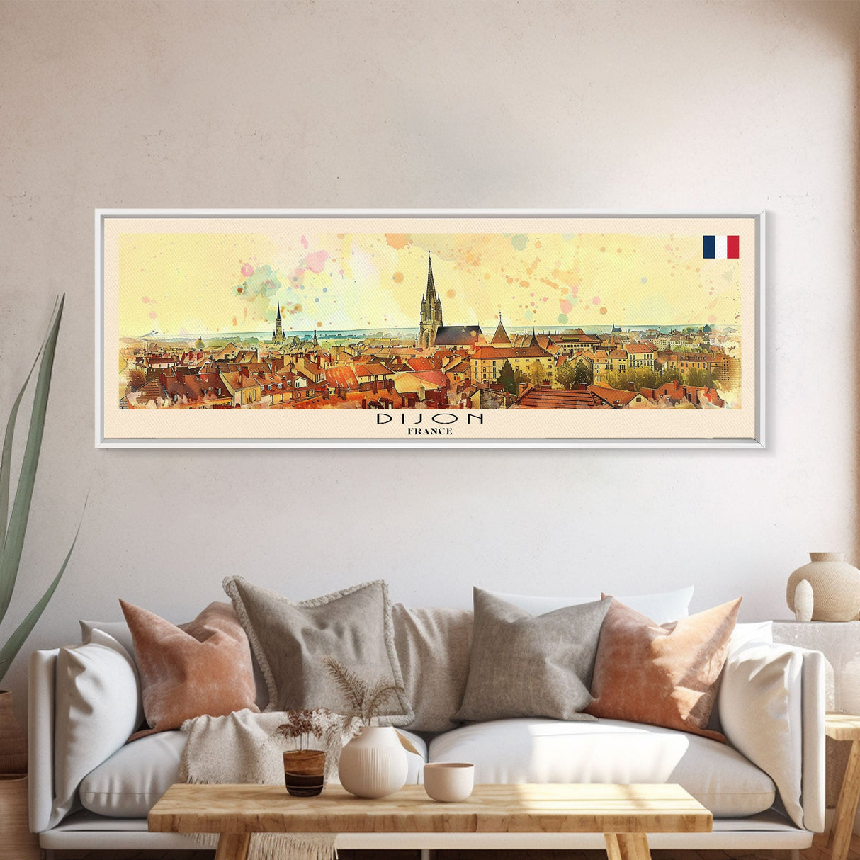 Dijon France Travel Art, City Art, Framed Canvas Print or Metal Wall Art, Europe Travel Poster, Panoramic Wall Art, Extra Wide Wall Art