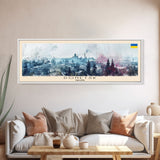 Donetsk Ukraine Panoramic Travel Poster, Framed Canvas Print or Metal Wall Art, Travel Art, Home Decor, Panoramic Painting, Midcentury Art