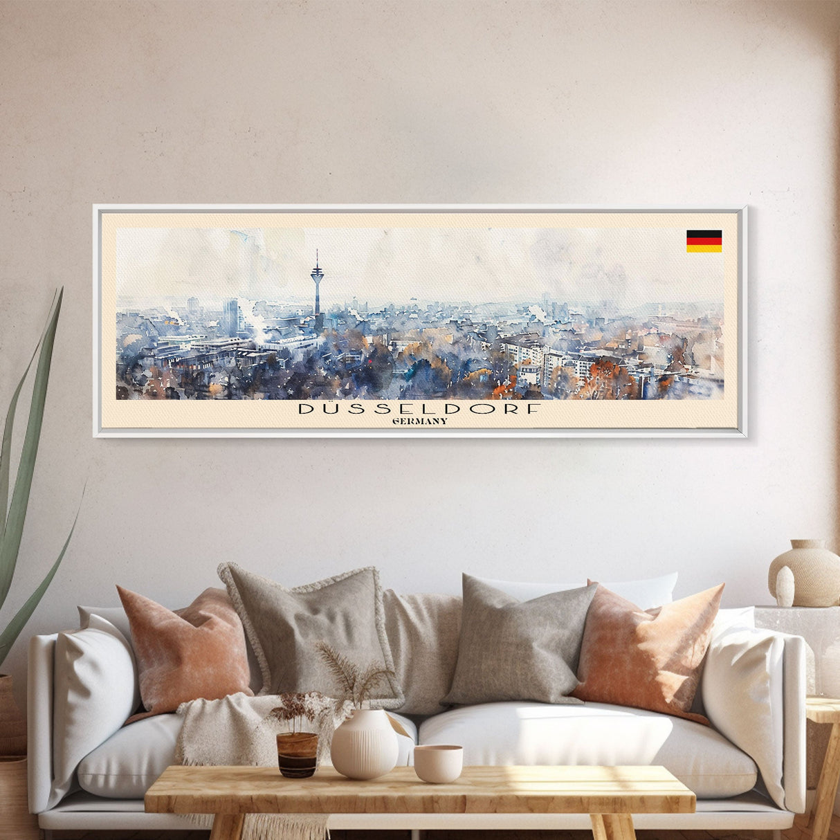 Dusseldorf Germany Travel Art, City Art, Framed Canvas Print or Metal Wall Art, Europe Travel Poster, Panoramic Wall Art, Extra Wide Wall Art