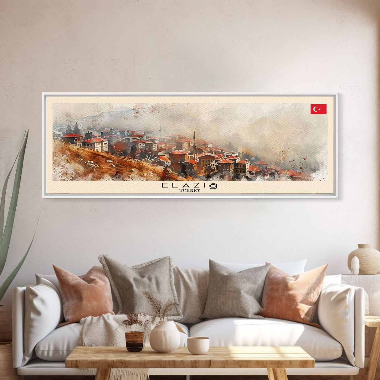 Elaz Turkey Wall Art, Panoramic Travel Poster, Panoramic Framed Canvas Print, City Wall Art, Wall Hanging Home Decor, Travel Art