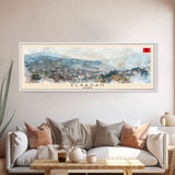 Elbasan Albania Travel Print Wall Art, Panoramic City Art, Travel Art, Wall Decor, Vacation Gift, Framed Canvas Print Or Metal Art