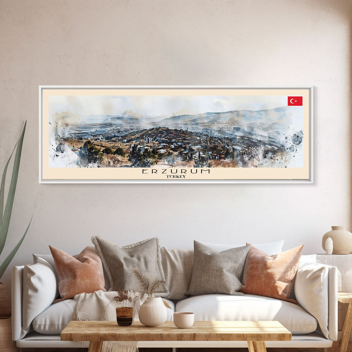 Erzurum Turkey Travel Print Wall Art, Panoramic City Art, Travel Art, Wall Decor, Vacation Gift, Framed Canvas Print Or Metal Art