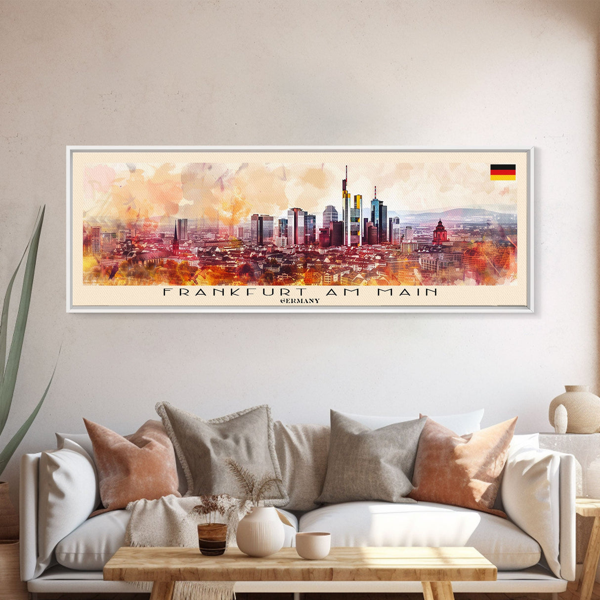 Frankfurt Germany Travel Print Wall Art, Panoramic City Art, Travel Art, Wall Decor, Vacation Gift, Framed Canvas Print Or Metal Art