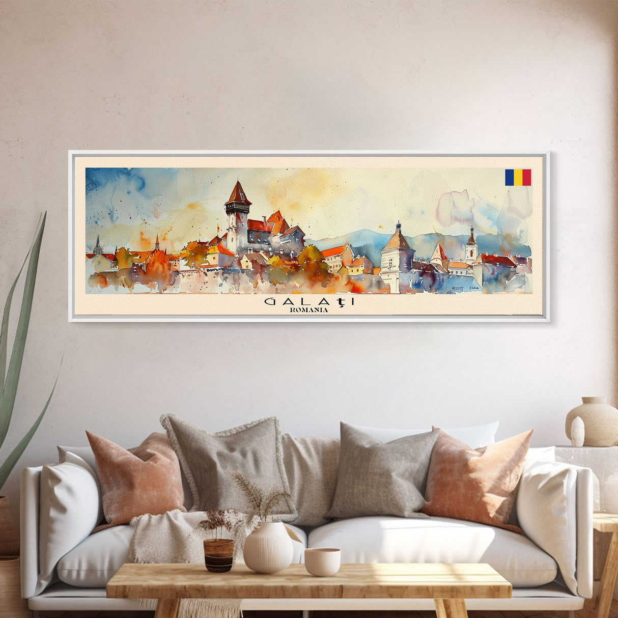 Galati Romania Travel Art, City Art, Framed Canvas Print or Metal Wall Art, Europe Travel Poster, Panoramic Wall Art, Extra Wide Wall Art