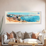 Glyfada Greece Wall Art, Panoramic Travel Poster, Panoramic Framed Canvas Print, City Wall Art, Wall Hanging Home Decor, Travel Art