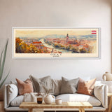 Graz Austria Wall Art, Panoramic Travel Poster, Panoramic Framed Canvas Print, City Wall Art, Wall Hanging Home Decor, Travel Art