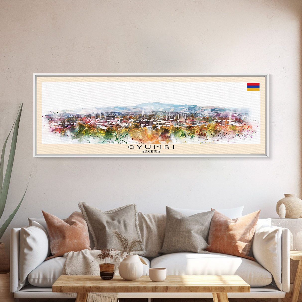 Gyumri Armenia Travel Print Wall Art, Panoramic City Art, Travel Art, Wall Decor, Vacation Gift, Framed Canvas Print Or Metal Art