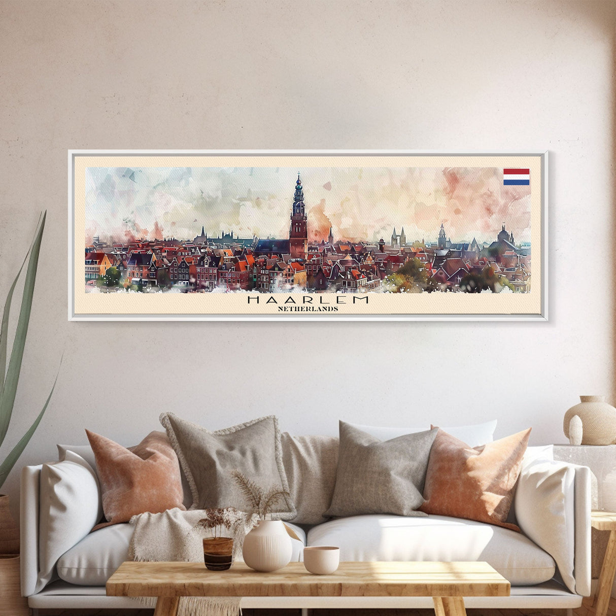 Haarlem Netherlands Travel Art, City Art, Framed Canvas Print or Metal Wall Art, Europe Travel Poster, Panoramic Wall Art, Extra Wide Wall Art