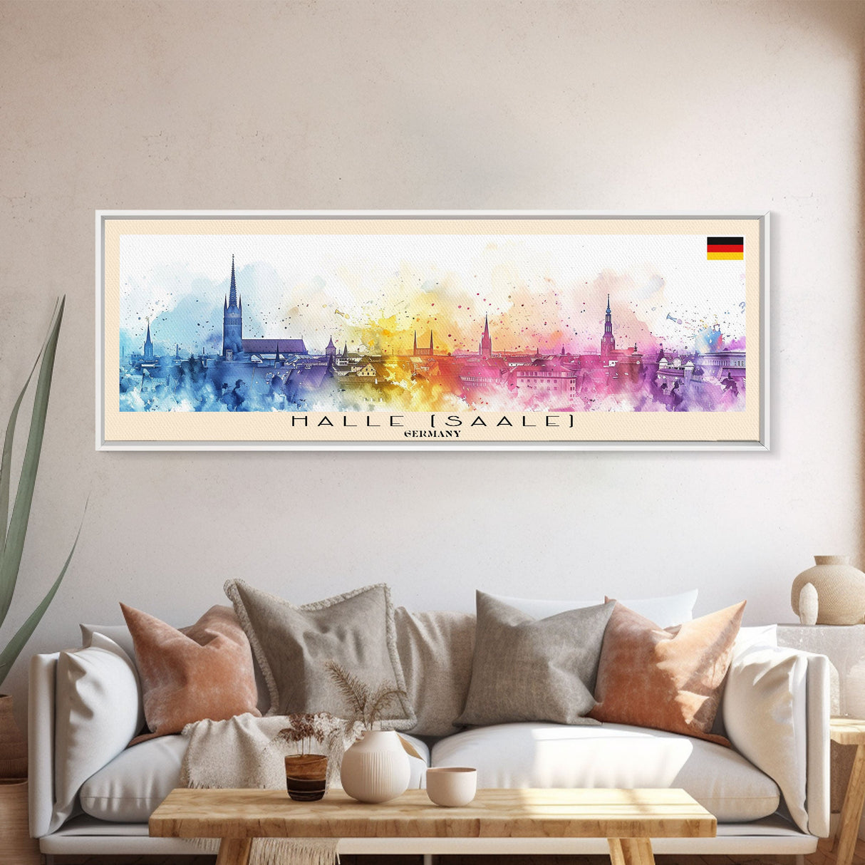 Halle Saale Germany Wall Art, Panoramic Travel Poster, Panoramic Framed Canvas Print, City Wall Art, Wall Hanging Home Decor, Travel Art