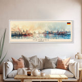 Hamburg Germany Travel Print Wall Art, Panoramic City Art, Travel Art, Wall Decor, Vacation Gift, Framed Canvas Print Or Metal Art