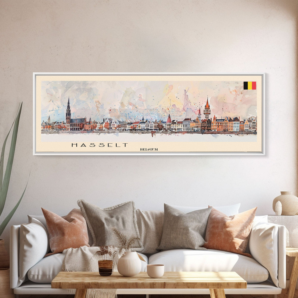 Hasselt Belgium Wall Art, Panoramic Travel Poster, Panoramic Framed Canvas Print, City Wall Art, Wall Hanging Home Decor, Travel Art