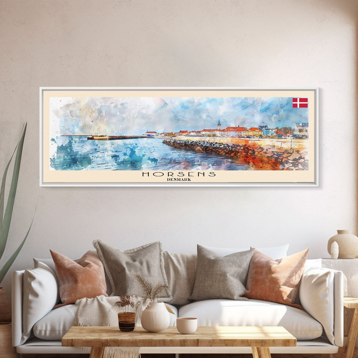 Horsens Denmark Travel Print Wall Art, Panoramic City Art, Travel Art, Wall Decor, Vacation Gift, Framed Canvas Print Or Metal Art