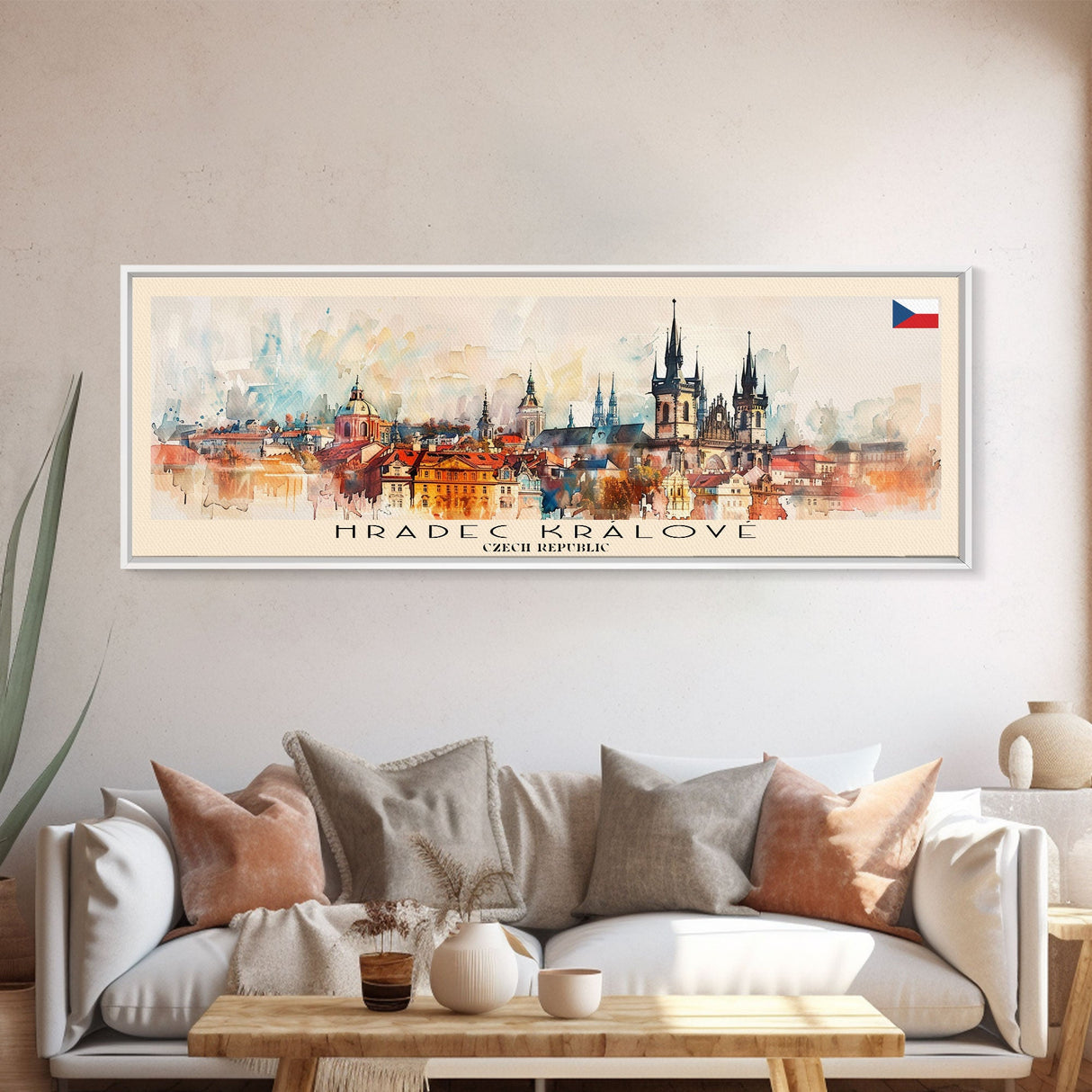 Hradec Czech Republic Travel Art, City Art, Framed Canvas Print or Metal Wall Art, Europe Travel Poster, Panoramic Wall Art, Extra Wide Wall Art