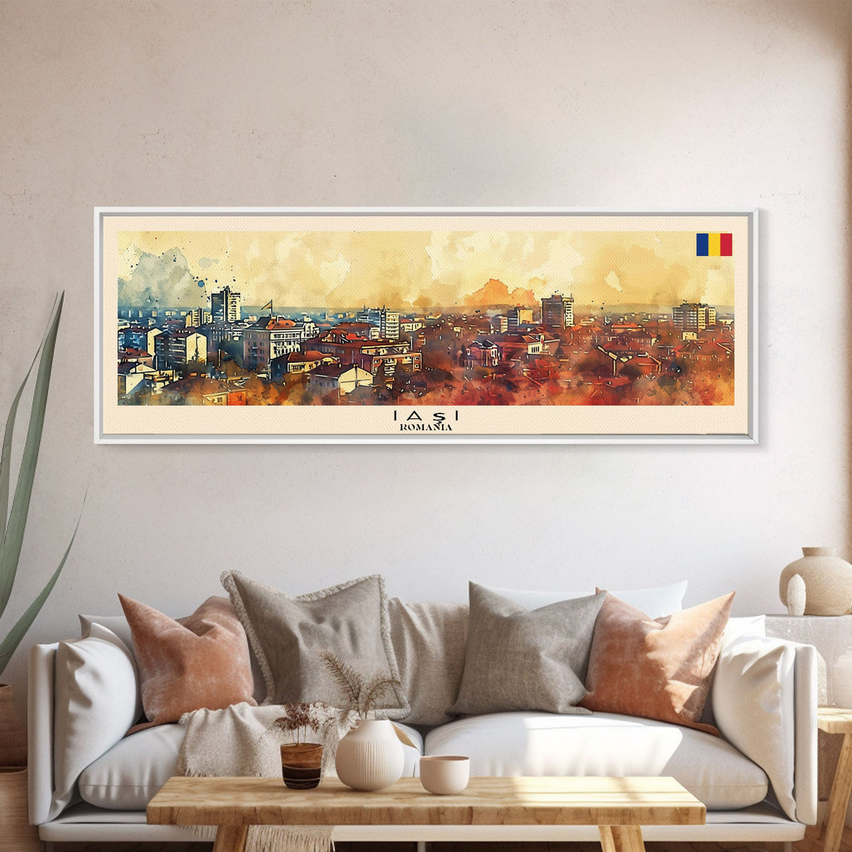 Lasi Romania Wall Art, Panoramic Travel Poster, Panoramic Framed Canvas Print, City Wall Art, Wall Hanging Home Decor, Travel Art